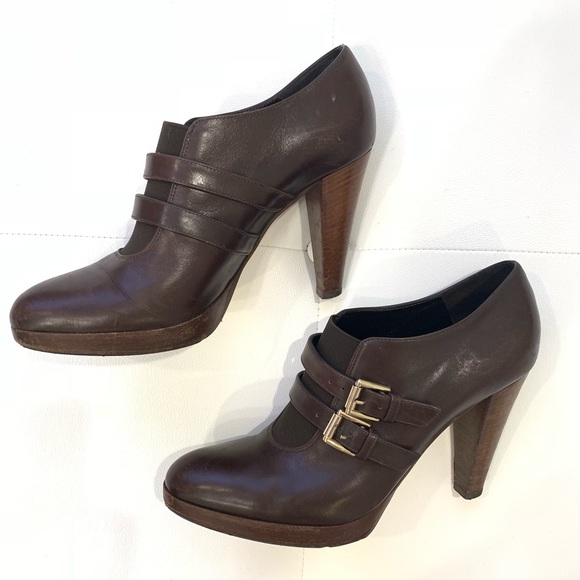 GIANVITO ROSSI Brown Buckle Booties Sz 38.5